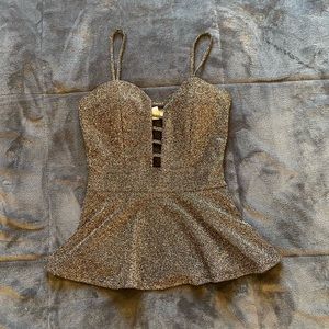 Sliver shiny low cut top